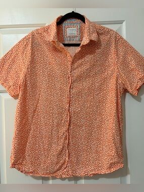 Denim & Flower by Ricky Singh "New Days" Orange Floral Button-Up Shirt